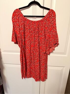 a.n.a Red Floral Off-Shoulder Dress